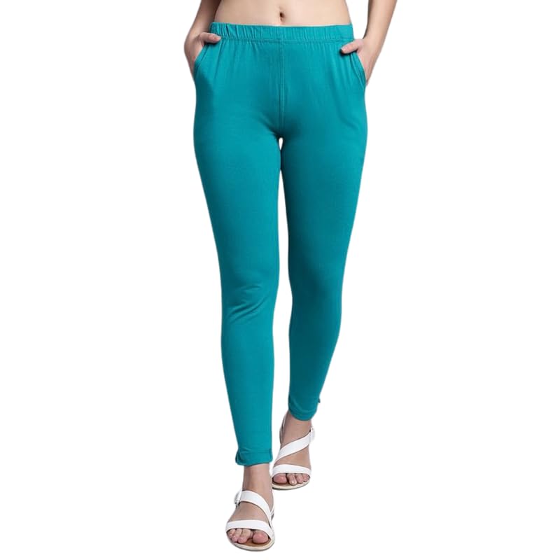 Women Ankle Length Pocket Leggings with 2 Pockets Stretchable Solid Premium Cotton Lycra Pocket Leggings for Women-image-38