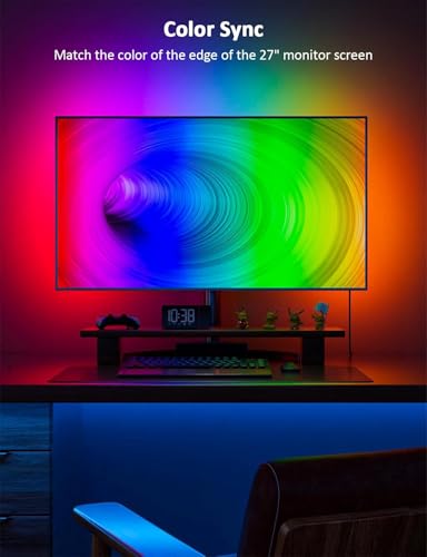 MIWATT Gaming Monitor Light, Backlight with Screen Color sync Effect for 24-27inch Computer Monitor, Compatible with Windows