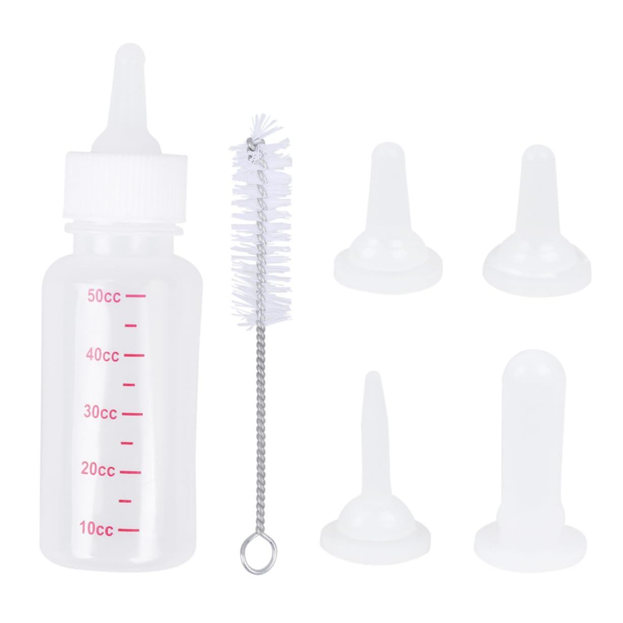 SEWOART Pet Nurser Bottles 4 Pcs Set 50ml Feeding Bottle for Kittens/Puppies Silicone Material Portable