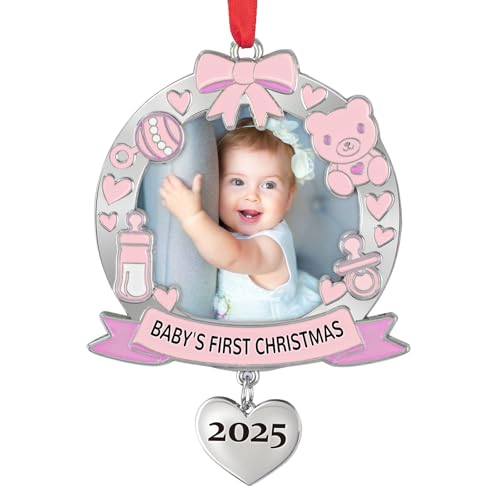 Image of Babys First Christmas Photo Ornament 2025 Girl - My First Christmas Xmas Tree Picture Frame Ornament - Personalized 1st Christmas Baby Ornaments 2025 - Baby Xmas Decoration Gifts