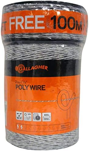 Gallagher Electric Fence Poly Wire | Bonus Pack - 1312 Ft Plus Free 328 Ft Roll | 6 Stainless Steel Strands for Reliable Conductivity and Rust Resistance | 1/16" Diameter Polywire | UV Resistant