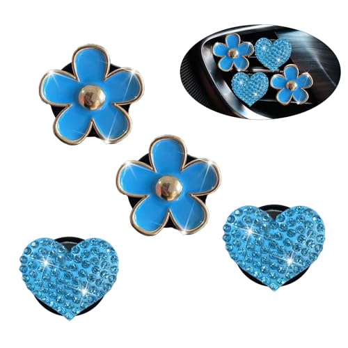 Image of 4PCS Car Air Vent Clips with Fragrance Pads, Cute Flower Air Fresheners | Daisy, Heart-Shaped Vent Clip, Car Interior Decor Charm, Car Decor Accessories, for Women and Girls, Interior Aesthetic
