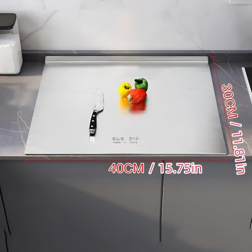 316 Stainless Steel Chopping Board,Chopping Boards for Kitchens,Worktop Saver,Cutting Board,Butchers Block,Large Chopping Board for Carving Meat,Cutting Vegetables,Cheeses and Bread - 40 * 30cm - Image 2