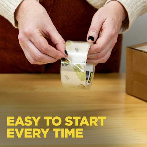 Image of Scotch Sure Start Packing Tape, Clear, Quiet Unwind and Easy Start, Moving Supplies, 1.88 in. x 22.2 yd., 6 Tape Rolls with Dispensers