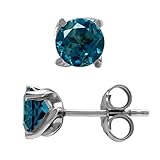 Silvershake 2 Ct 6MM Genuine London Blue Topaz Gemstone 925 Sterling Silver Stud Earrings