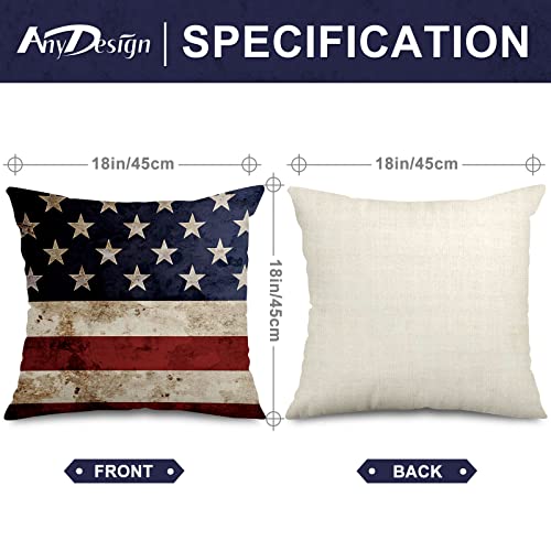 Anydesign Independence Day American Flag Pillow Covers 4Th Of July Patriotic Star Stripes Throw Pillow Case Truck God Bless America Decorative Pillow Case Cushion Cover For Home, 18 X 18, 4 Pack #TOP1