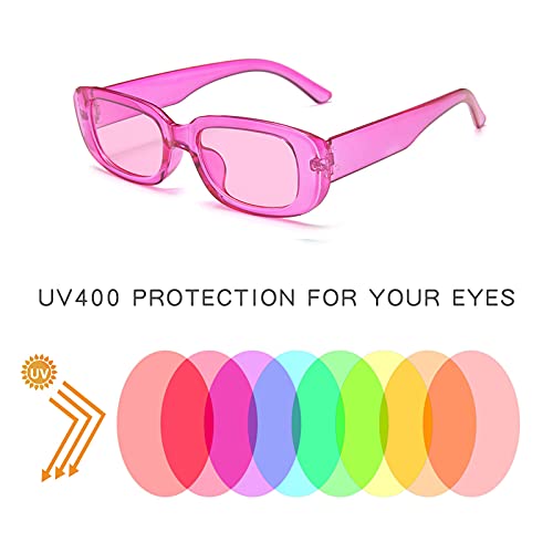 YQVIE 6 Pack Rectangle Sunglasses Bulk for Women Men Trendy Sunglasses Pack for Party Favors (Bright2)3