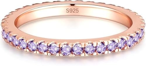 Lisandra Scott Bague en Argent 925 avec Cristaux Violets en Or Rose - Pierre d'Améthyste Scintillante en Oxyde de Zirconium - Bijou de Qualité Joaillerie de Déclaration