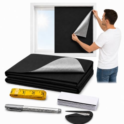 Zenzemwa Rideau occultant épais Isolation Thermique Anti-lumière, Tissu Dense 145x100cm, Accessoires Coupe Inclus Stylo marqueur, ciseau, règle, 8 Autocollants Magiques