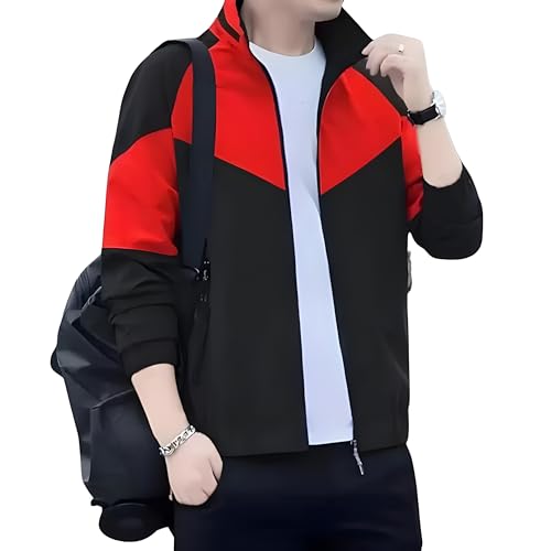 Image of MIA FASHION Mens Jackets for Summer, Lightweight Windcheater Jacket, Full Sleeves, Regular Fit, Stylish Stand Collar, Zipper Closure