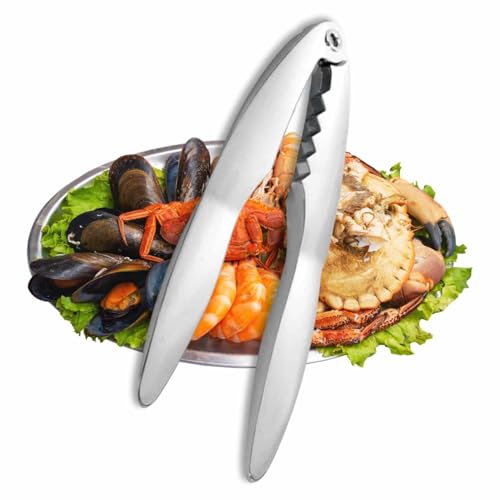 CHEFZOCO Tenazas para marisco, Utensilios para marisco, Herramientas para marisco, Tenazas para crustáceos, Herramienta de Apertura de mariscos, Acero Inoxidable, Longitud 14.5 cm