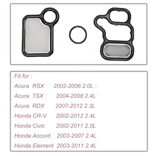 Image of 15845-RAA-A01 VTEC Solenoid Gasket kit, VTC Solenoid Spool Valve Cover with VVT Solenoid O Ring fit for 2002-2015 Honda Accord Element Civic CRV Si Acura RSX Type S TSX 91319-PAA-A01 (917-176)