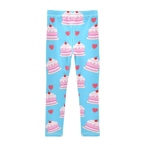 Cherry Cake Blue Girls Leggings Soft Stretch Workout Yoga Dance Pants for Kids Casual Tights2