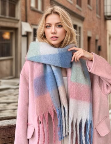 Scarf for Women Winter Warm Long Shawl Large Scarves Cold Weather Thick Blanket Scarfs Colorful Plaid2