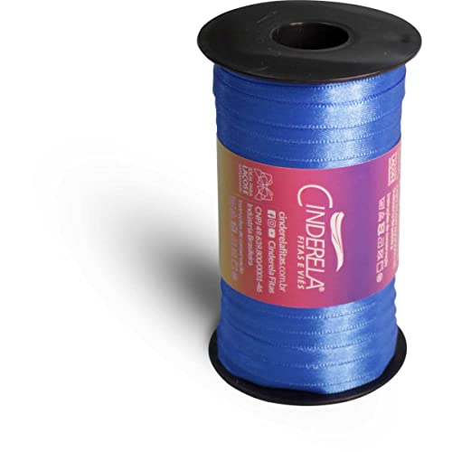 Cinderela Fitas Fita de Cetim Simples Face, 07 mm, Azul Royal, Carretel de 100 Metros