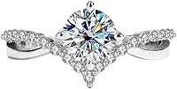 Anel de Noivado em Prata 925, Mossanite 6,5mm,1,0ct Com certificado