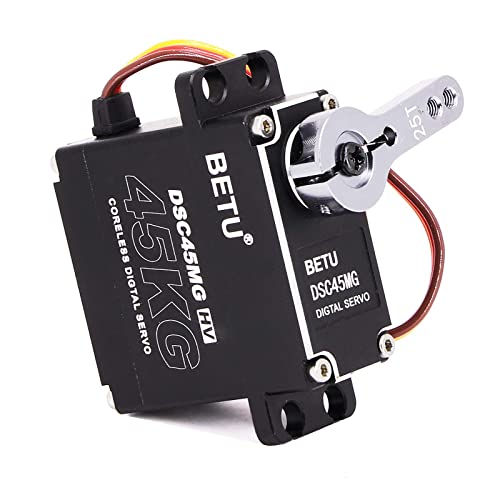 Betu 45Kg Coreless Servo Motor Hv 8.4V, High Torque Rc Digital Servo，Full Waterproof Servo, Stainless Steel Gear Servo With 25T Servo Horn（180°） #TOP7