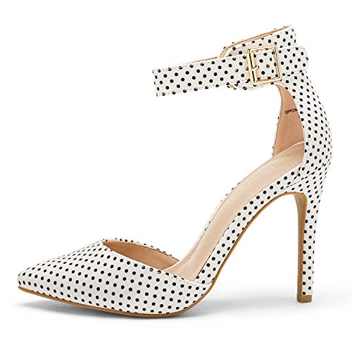 DREAM PAIRS Oppointed-Ankle Women's Pointed Toe Ankle Strap D'Orsay High Heel Stiletto Pumps Shoes 7 Red/Suede