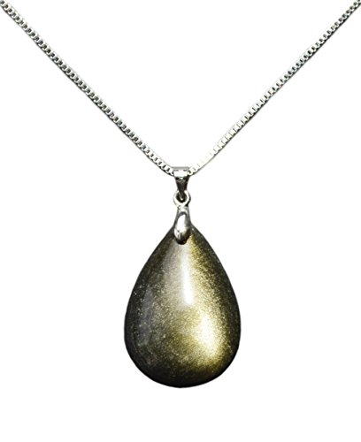 Collar con colgante de recuerdo en forma de lágrima, fabricado con una gema natural y auténtica, cadena de aleación de metal de 45,7 cm