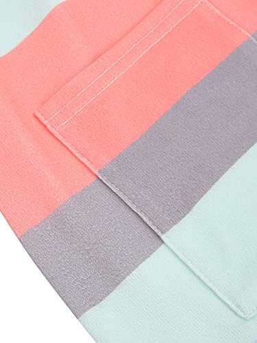 Michellecmm Women Summer Casual Striped Dress V Neck Spaghetti Strap Mini Dress Swing Dress With Pockets #TOP4