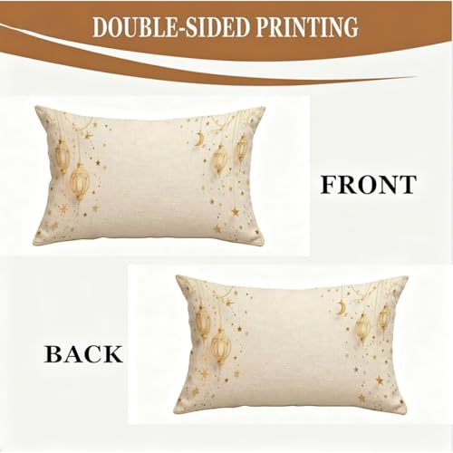 Housse coussin 50x80cm Noël en lin doré imperméable de qualité supérieure