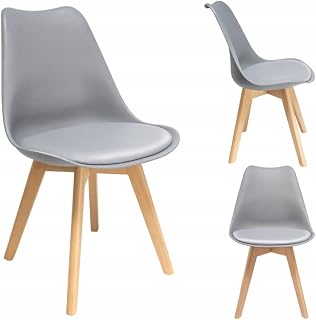 Juego de sillas de comedor BDW con acolchado suave, juego de 1/2/4, sillas de cocina de estilo escandinavo de plástico, color a elegir – Vintage Retro Design, sillas de salón