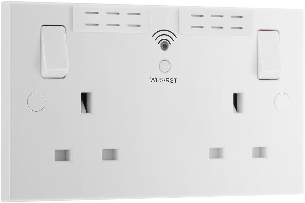 BG Electrical Double Switched Power Socket and Wi-Fi Repeater