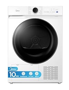 Midea Wärmepumpentrockner, 10 kg, Energieklasse D mit Wärmepumpentechnologie, UV-Licht für hygienische Reinheit, Knitterschutz, LED-Display, Startzeitvorwahl, Schnelltro...