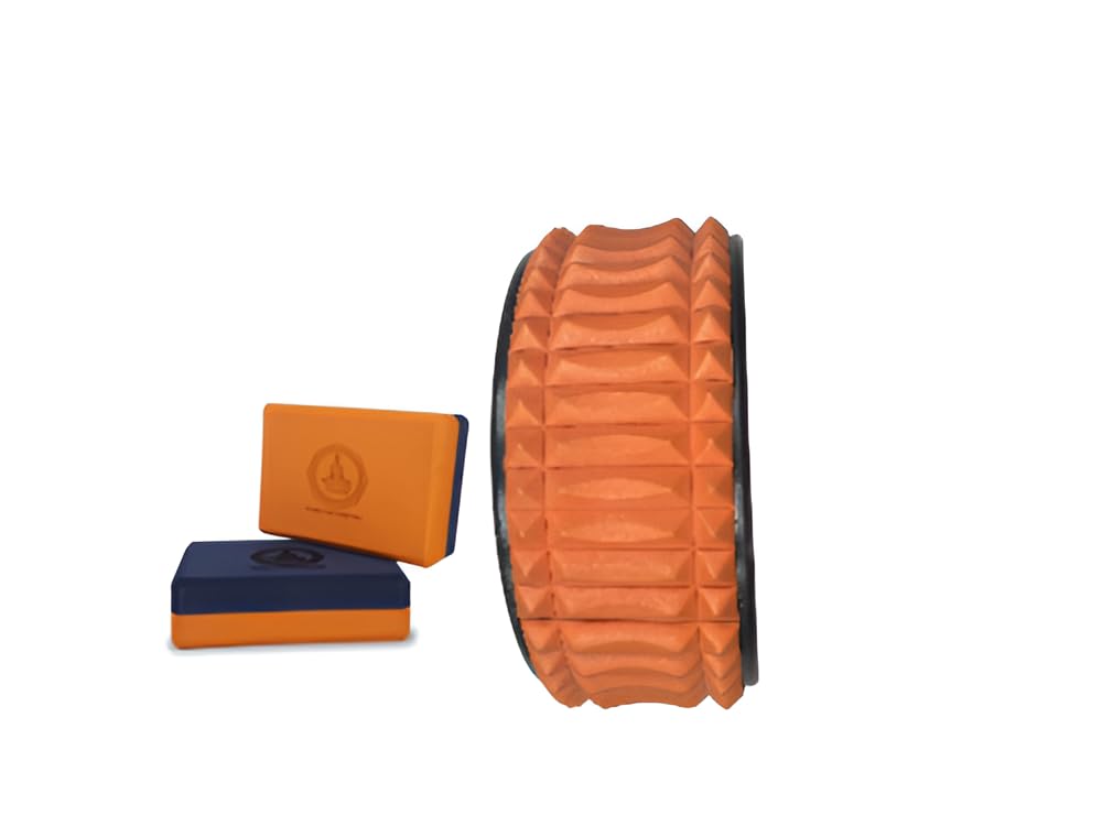 Vedam Acupunture Premium Yoga Wheel and Brick/Block Combo for Women and Men (Orange/Black)-image-39