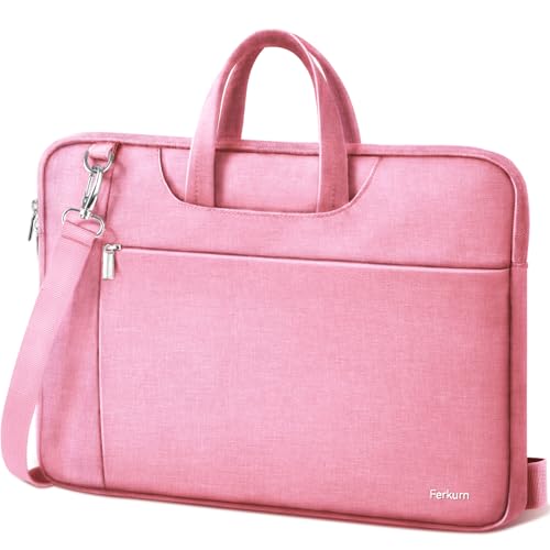 Image of Ferkurn Laptop Case Bag for Women Men Briefcase Messenger Bag, 15.6 16 Inch | Compatible with MacBook Pro M5 /HP OmniBook Omen Envy /Lenovo Yoga IdealPad /Dell Inspiron, Carrying Computer Bag,Pink