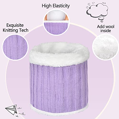 Kids Winter Knit Beanie Hat Scarf and Gloves Set for Girls Boys with Pompom3