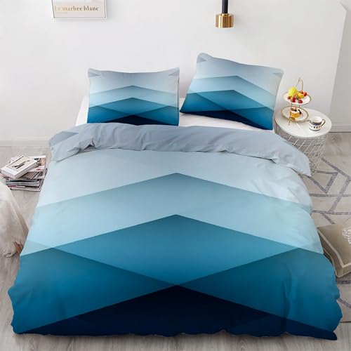 Housse de couette 220x240 avec fermeture éclair ensemble bleu géométrique