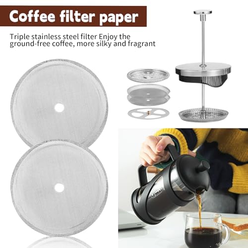 French Press 8 sztuk zapasowych filtrów do ekspresu do kawy, filtr wymienny, sitko ze stali nierdzewnej, zamiennik do zaparzacza 1000 ml
