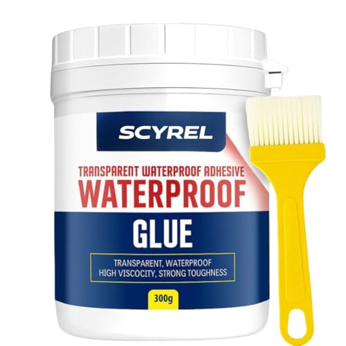 Image of Transparent Waterproofing Glue with Brush for Roof Leakage, Crack Seal Water Leakage Solution Indoor Outdoor, Waterproof Adhesive Filler for Bathroom Pipe Wall Tile Surface Window (300 GM GLUE)