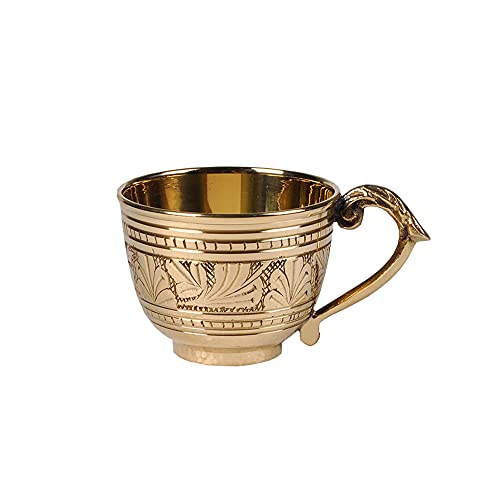 Tasses en cuivre pur sculptées main finissez-en avec le café tiède et le verre cassé
