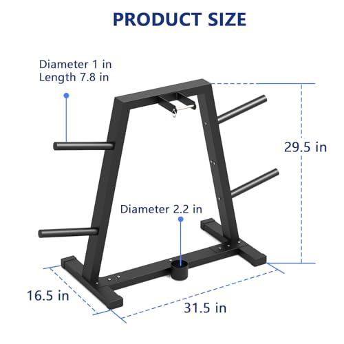 Weight Plate Rack Olympic Plate Rack Weight Storage Rack for 1-Inch Weight Plates, Olympic Weight Plate Tree - Heavy Duty Bumper Plate Rack for Home Gym, Holds 300 lbs - Image 2