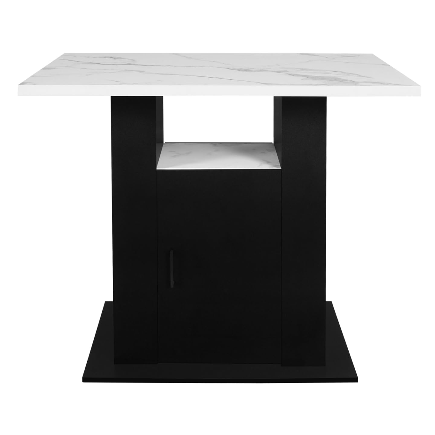 IDMarket - Ilot Central UGO 110 cm Effet marbre et Noir Alaska avec rangements