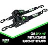 Rhino USA Retractable Ratchet Straps (2Pack) 2 Inch x 10 Feet (3,033lb Break Strength) Heavy Duty Auto Self Retracting Tie Down Straps for Truck, Cargo Trailer, Motorcycle, Rad & More - Black Retail #1
