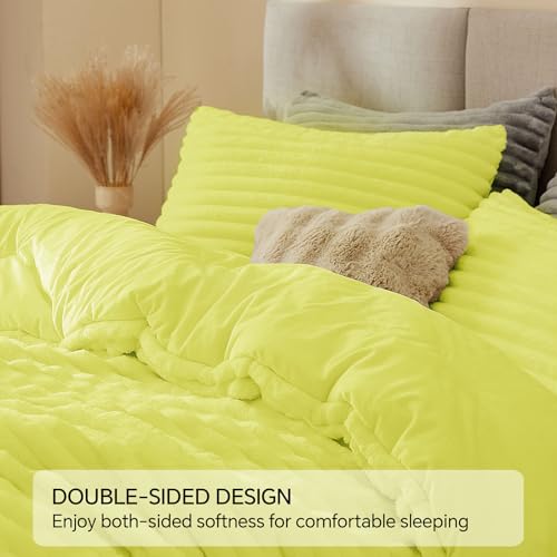 BEDELITE Fleece King Comforter Set -Super Soft & Warm Fluffy Charlock Bedding, Luxury Fuzzy Heavy Bed Set for Winter with 2 Pillow Cases