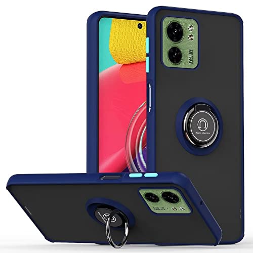 EASSGU Hülle für Motorola Moto Edge 40 (6.55 Inches) Ringständer Klare Schutzhülle Stoßfeste tropfenfeste TPU Silikon Stoßfänger Telefonhülle - Königsblau