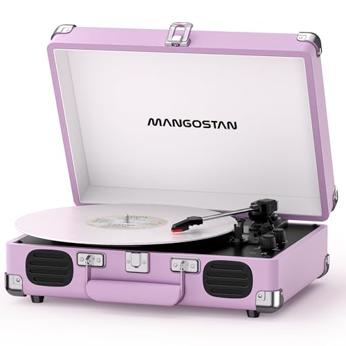 Image of Purple Bluetooth Suitcase Record Player, 3-Speed Turntable