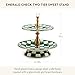MACKENZIE-CHILDS Enamel Two-Tier Sweet Stand, Two-Tiered Serving Tray for Dessert, Green-and-White Emerald Check