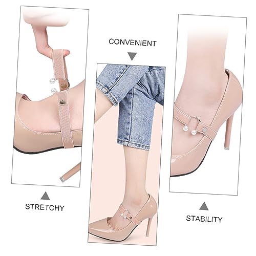 3Pcs High Heel Shoe Straps Stylish Slip Detachable Shoelaces for Wedges Ballet Flats Elastic Material with Pearl Decoration Prevents Heel Slippage4