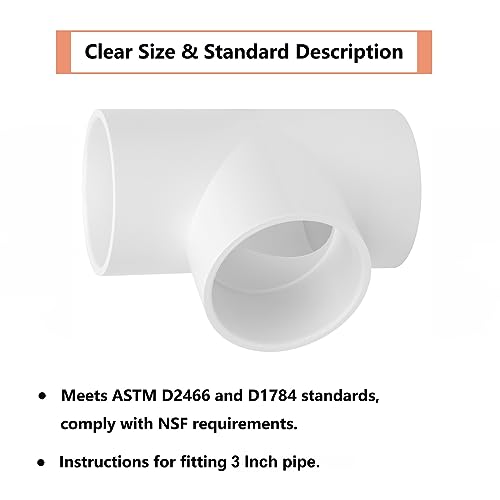 3 Way 3" PVC Tee Pipe Fittings Adapter (Socket x Socket x Socket) Furniture Grade SCH40 3 Inch PVC Elbow Pipe Connector for DIY PVC Shelf Garden Support Structure Storage Frame by Lswteiz - Image 5