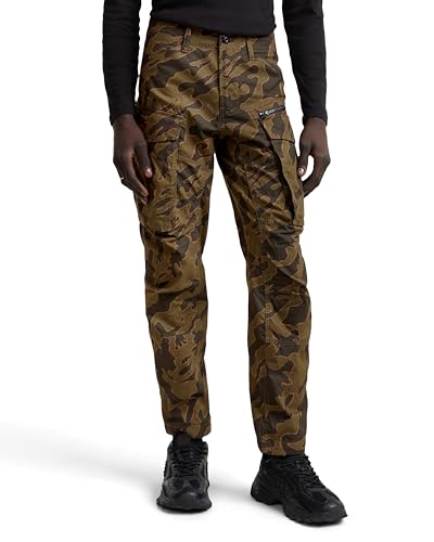 G-STAR Raw - Mens Rovic Zip 3D Regular Tapered Pants, Color Shadow Olive Island Camo, Size: 33W x 30L