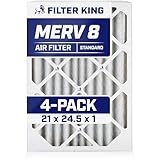 Filter King 21x24.5x1 Air Filter | 4-PACK | MERV 8 HVAC Pleated A/C Furnace Filters | MADE IN USA | Actual Size: 21 x 24.5 x .75'