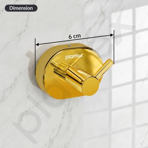 Image of Plantex J4 Stainless Steel Robe Hook /Clothes Hanger for Wall /Hangers for Bathroom /Bathroom Accessories (PVD Gold Finish) Onix