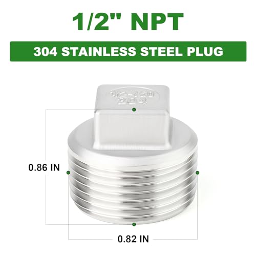 TAISHER 10PCS 304 SS Square Thread Socket Pipe Plug Fitting 1/2" NPT Male by TAISHER - Used condition - Image 2