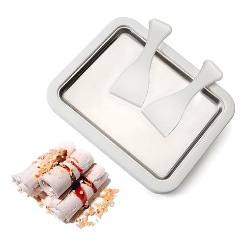 Rolled Ice Cream Maker Set, Eisplatte mit 2 Spateln, Eiscreme Roller für hausgemachte Eiscreme und gefrorenen Joghurt