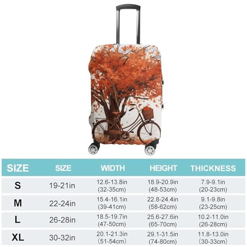 Travel Luggage Cover Elastic Suitcase Protector Anti-Scratch Washable Autumn Tree With Aged Old Bike Luggage Sleeve Tsa Approved Carry on Covers Baggage Cover Fits 18-32 Inch Luggages2